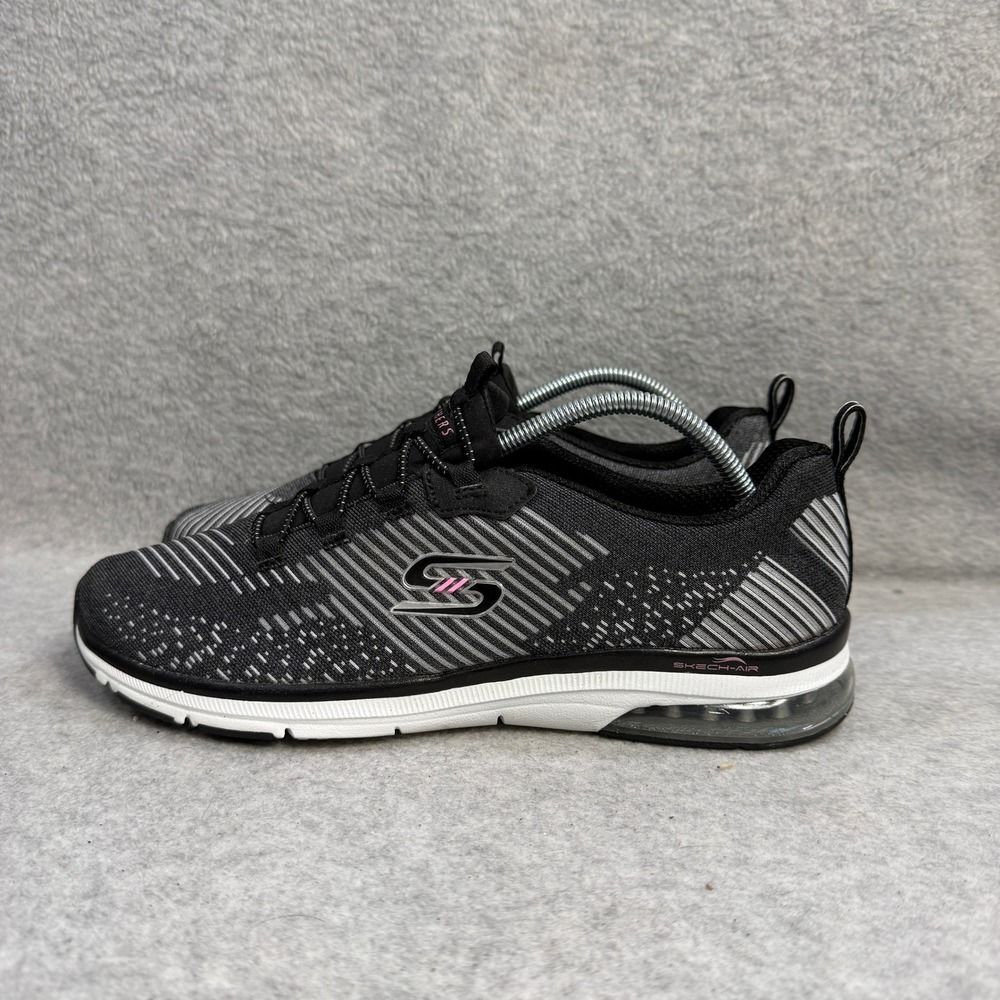 Skechers Shoes Womens Size 8 Black & Silver Low Top Slip On Athletic Sneakers
